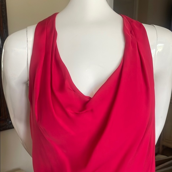 Haute Hippie Asymmetrical Cowl Drape Ruched Top S EUC Red Silk - Picture 2 of 13